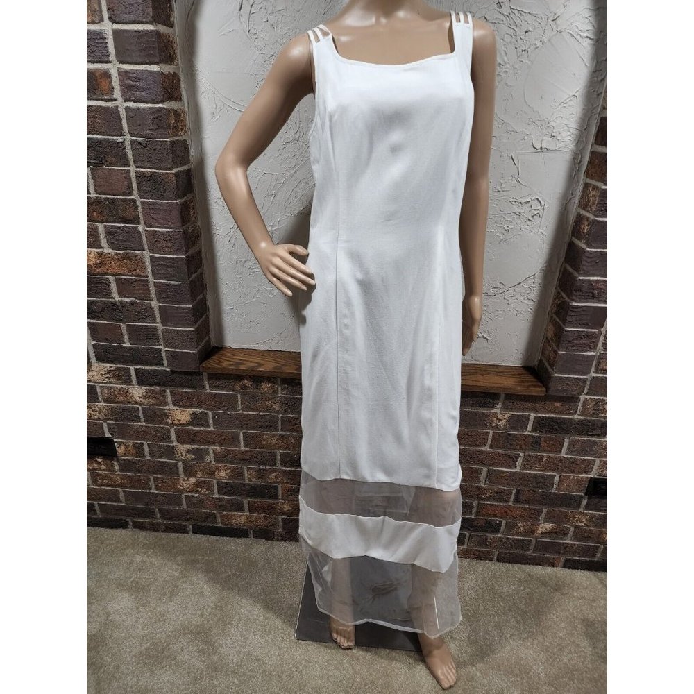 NWT Spiegel Women’s White Linen Blend Sleeveless Summer Dress Wedding Size 10